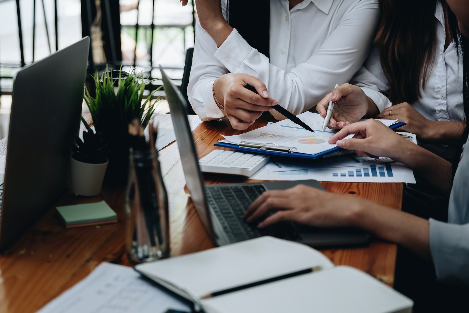 Business People Analyzing Statistics Business Documents, Financial Accounting Concept.